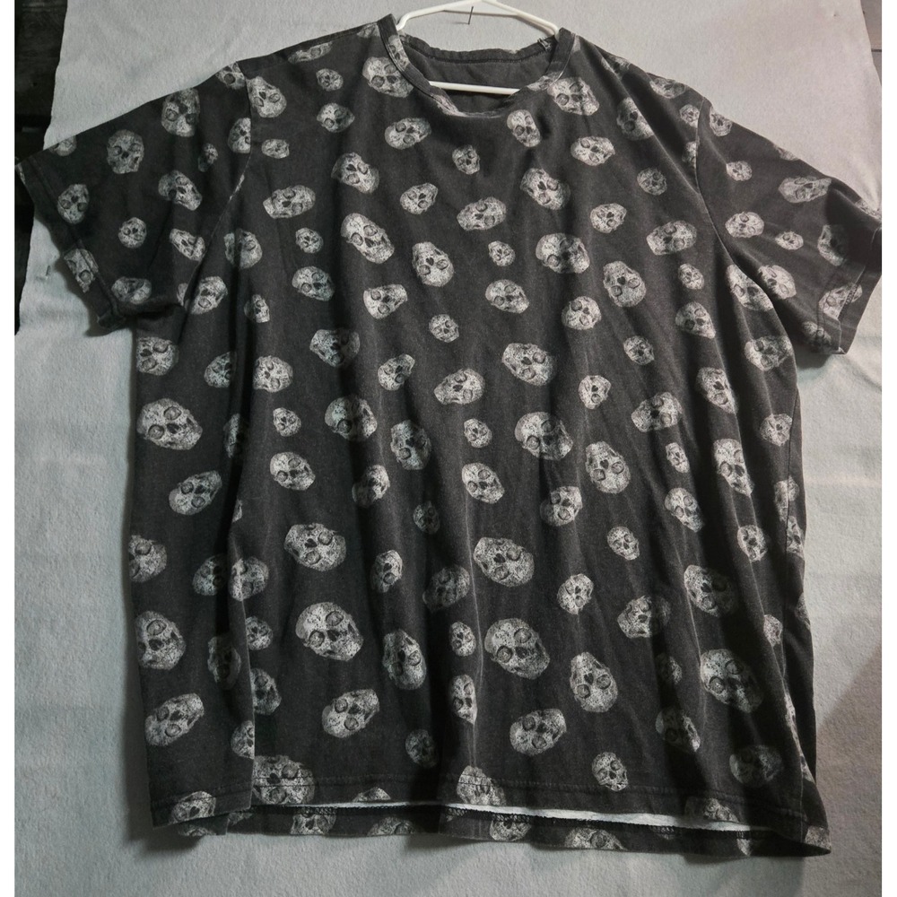 Unbranded Charcoal Gray All Over Skull Print T-Shirt Gothic Grunge Mens 3X-4X
